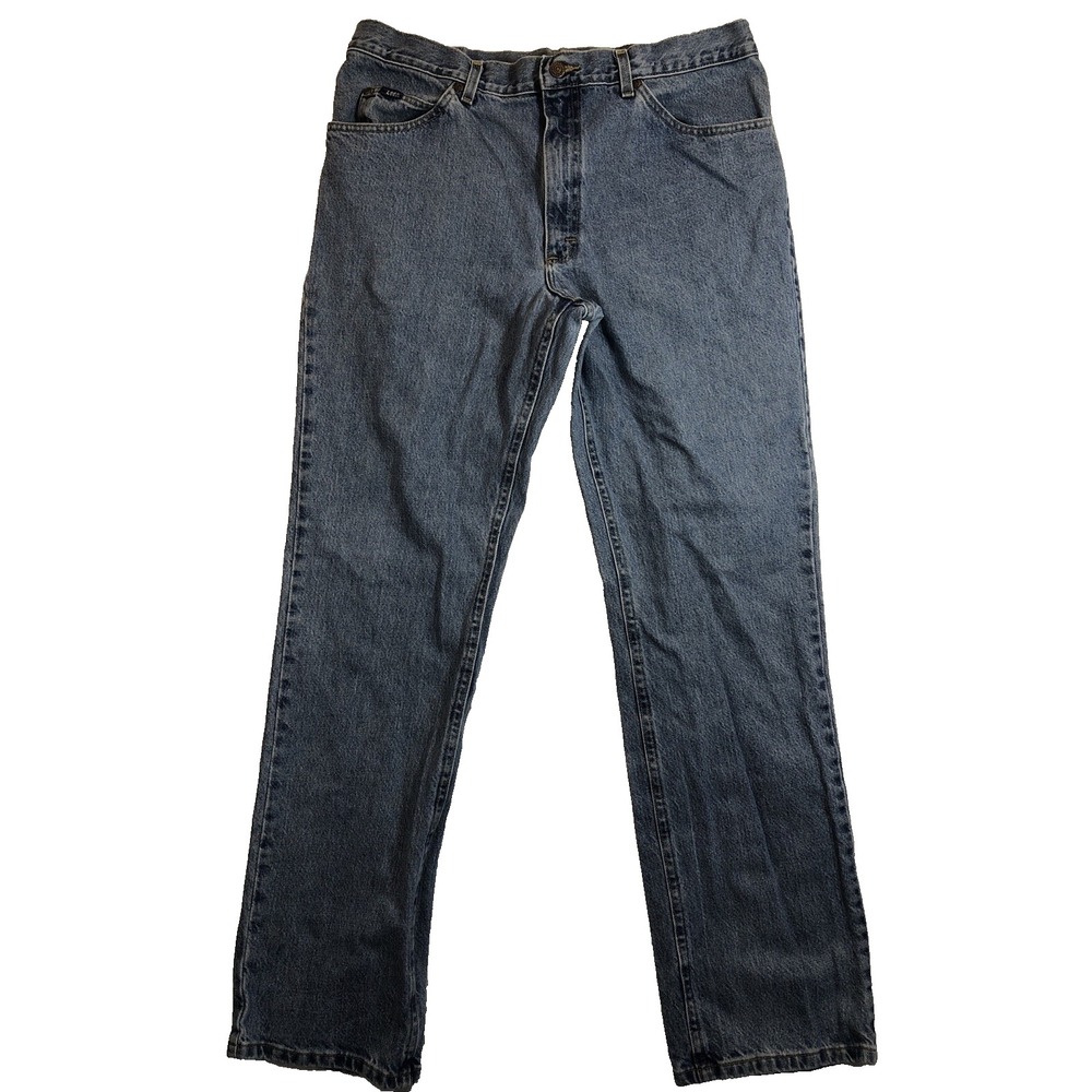 Lee Jeans Men's Size 38x34 Denim‎ Blue Straight Leg Cowboy (35x31)